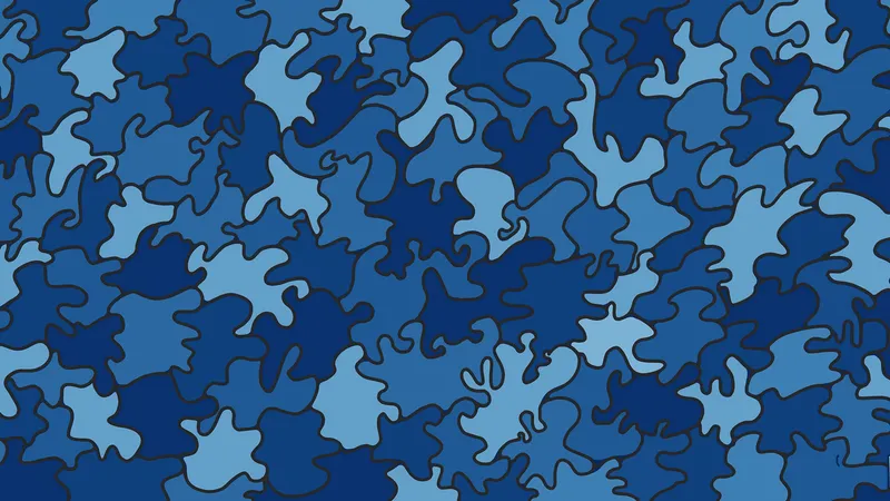 Glow Blue : camouflage bleu ciel, bleu moyen et bleu foncé aux contours noirs
